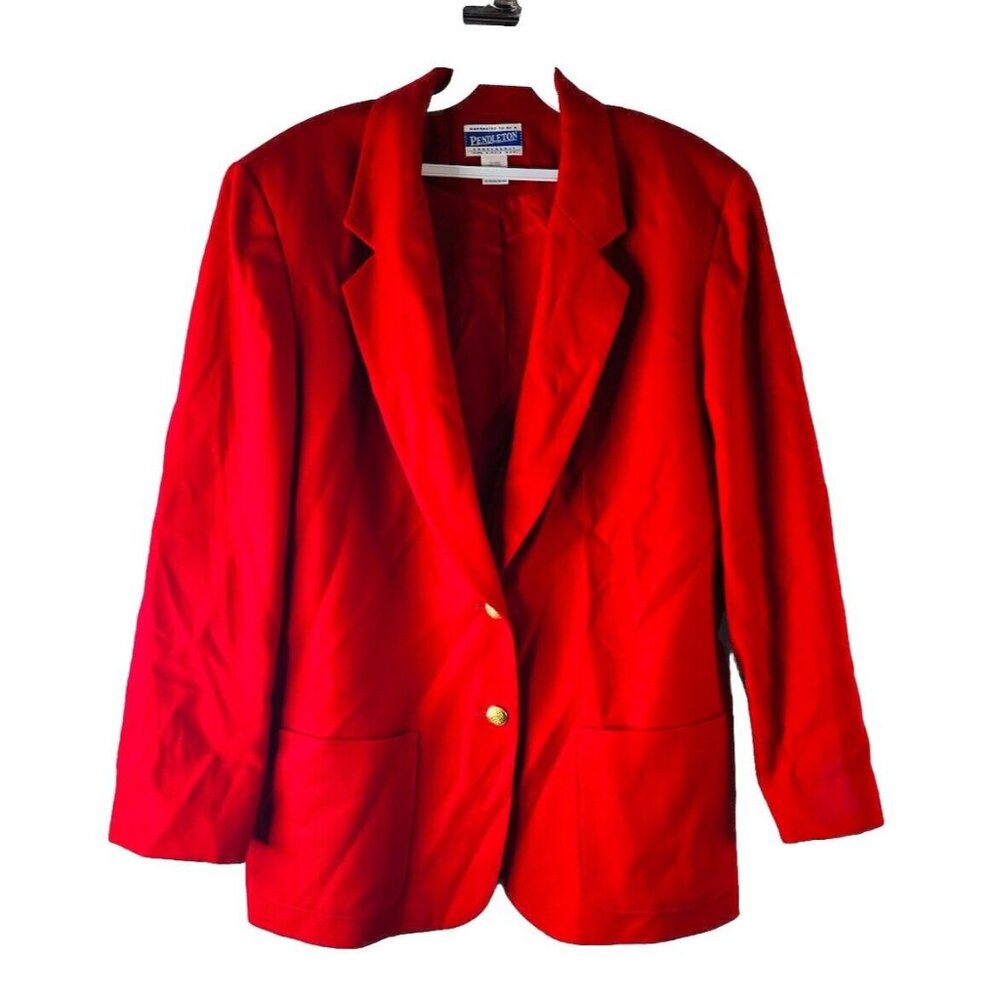 Vintage 90s Pendleton Red Virgin Wool Blazer Skir… - image 2